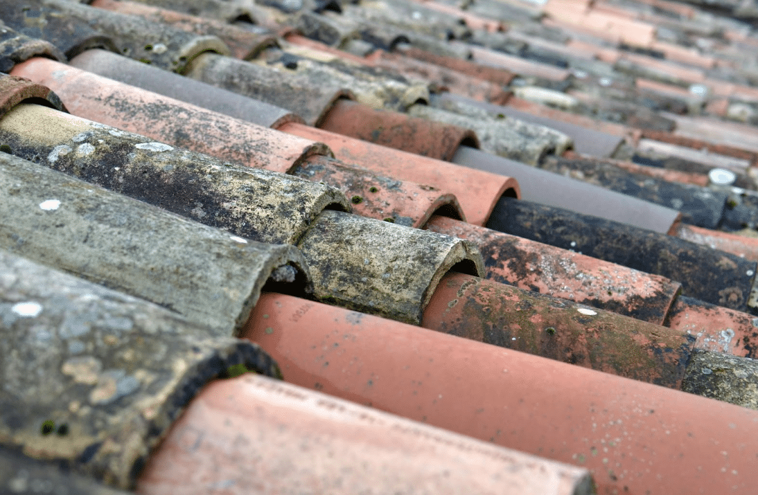 close up of damaged roof