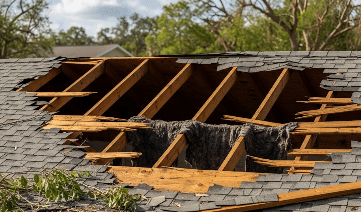 roof in need of repair, representing a general contractor Tampa roofing project