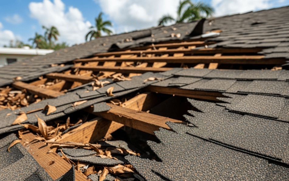 storm-damaged roof