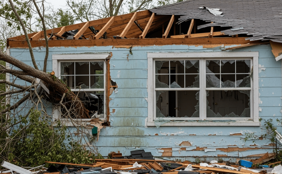 damaged house in Florida prompts the question what to do after storm damage