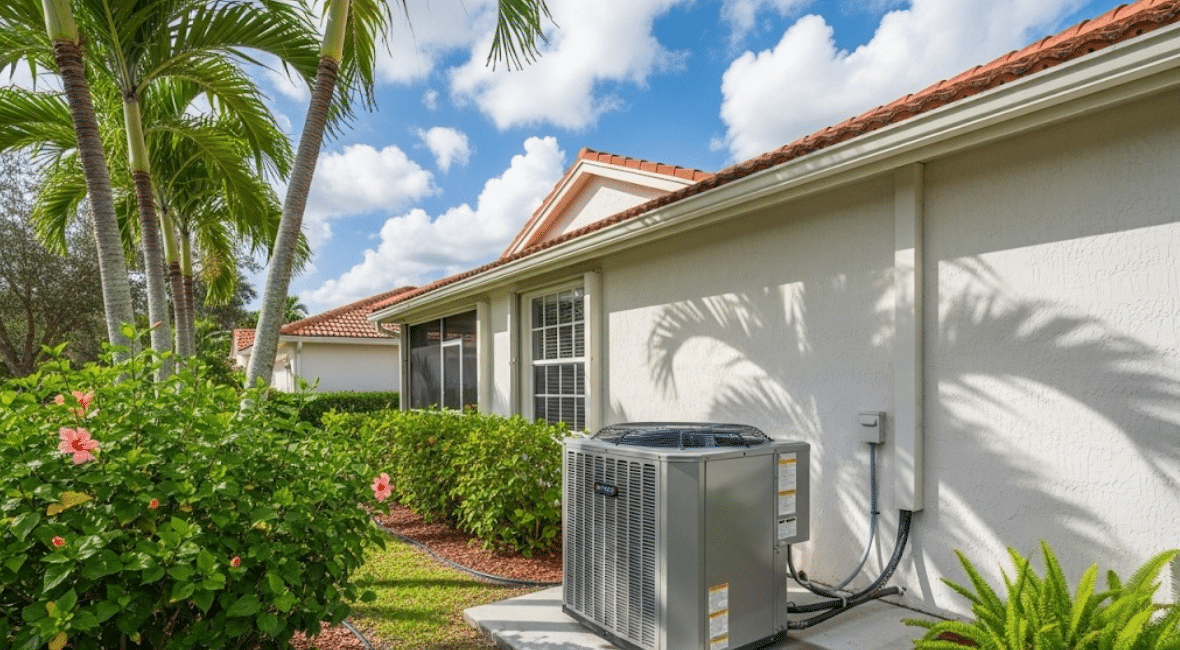 residential HVAC system setup outside a Florida house