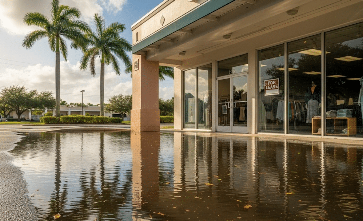 flooded property requiring commercial water damage restoration in Clearwater
