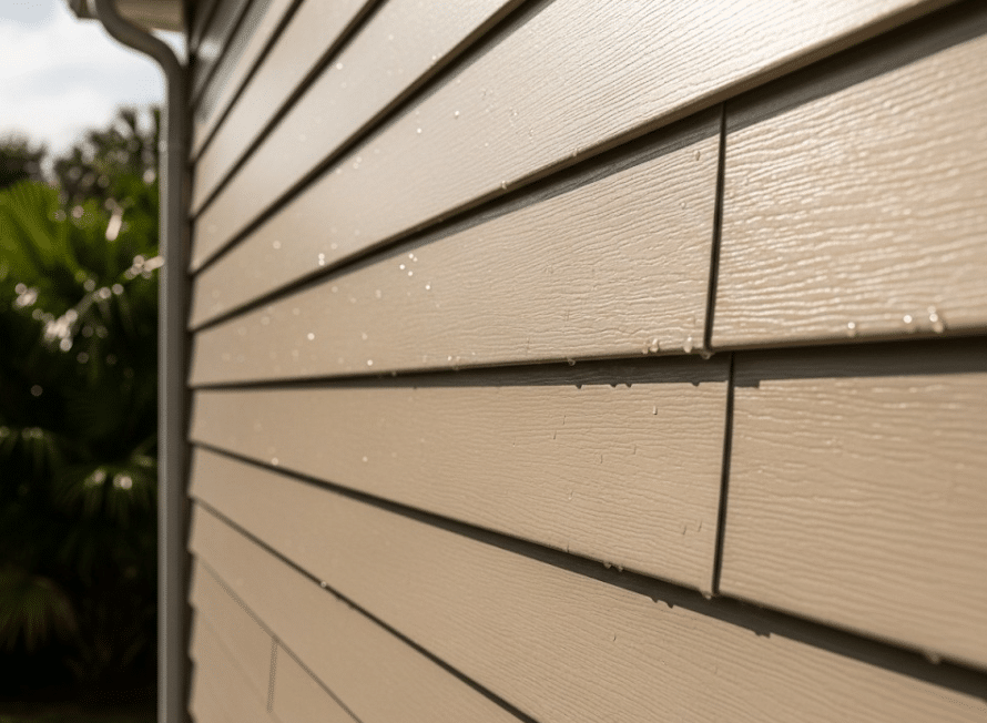 Close-up view of vinyl siding panels on a Florida property