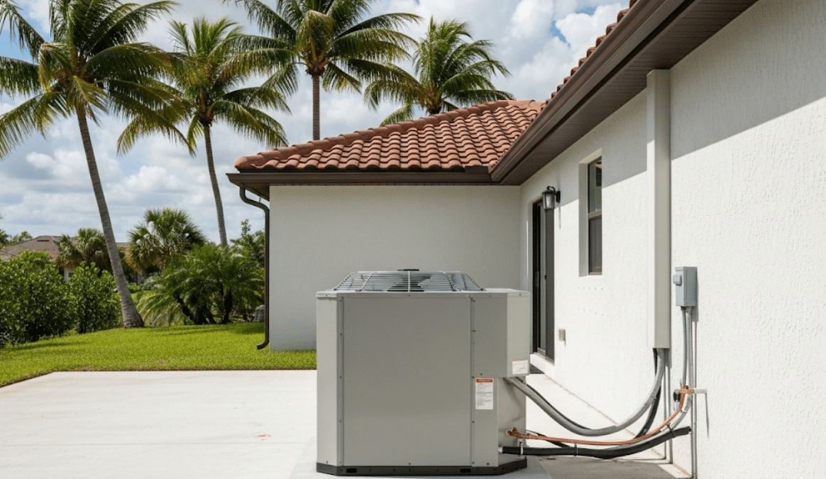 residential HVAC system setup outside a Florida house