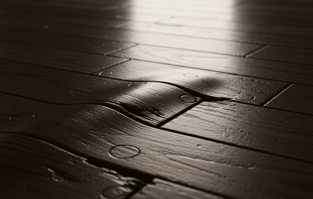 soaked hardwood flooring beginning to warp from water intrusion