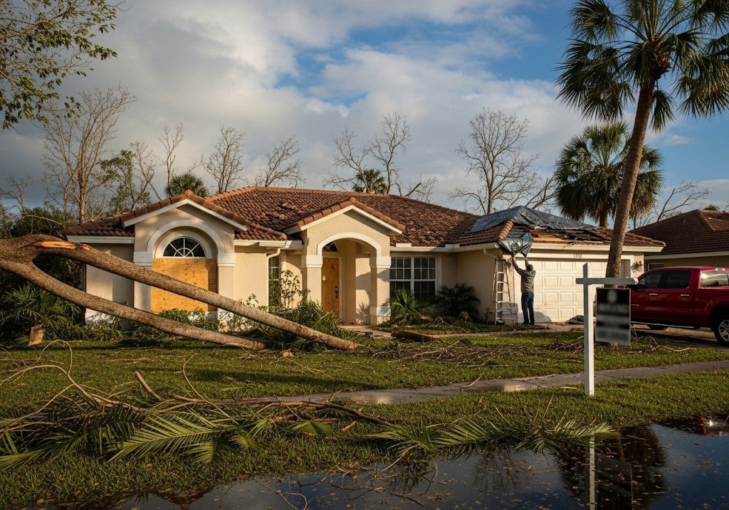hurricane-damaged house