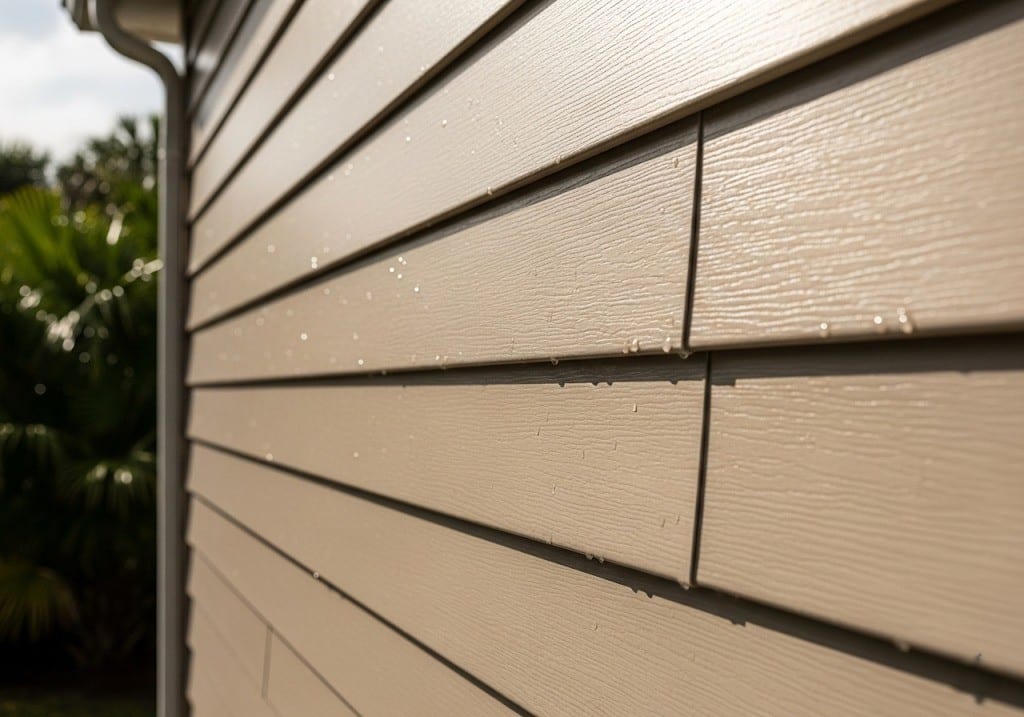 Close-up view of vinyl siding panels on a Florida property