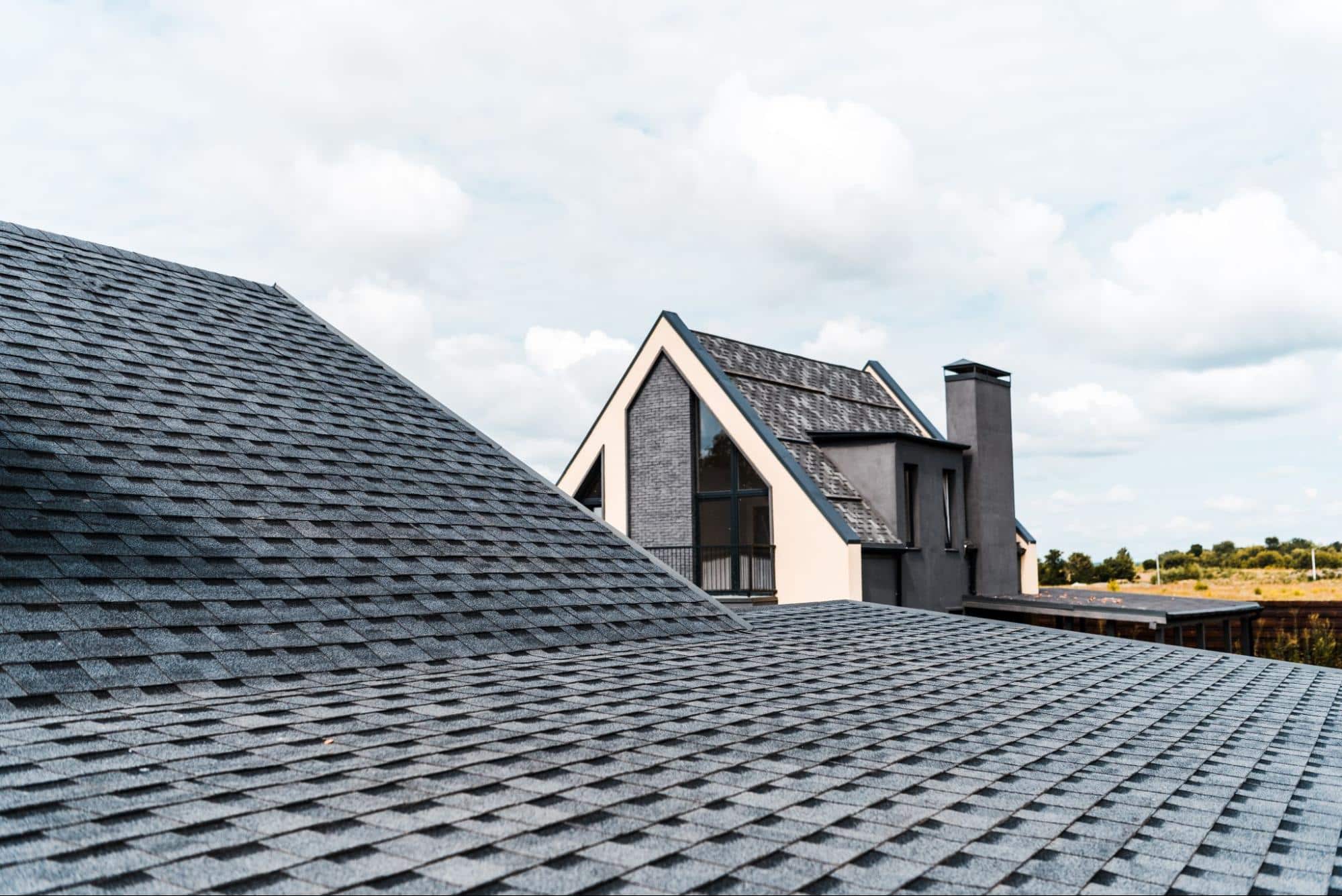 asphalt shingle roof on a modern home