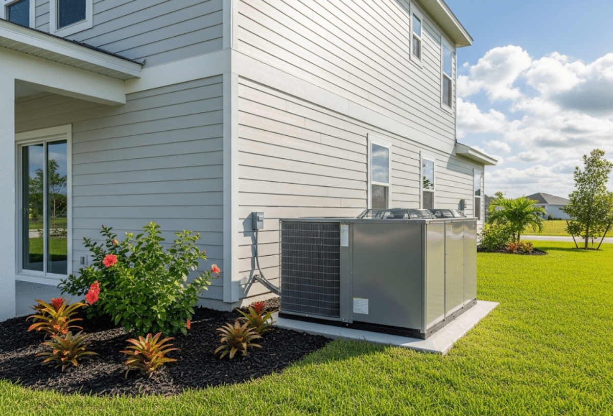 outdoor HVAC condenser unit installed beside a Florida home, representing Odessa FL HVAC installation