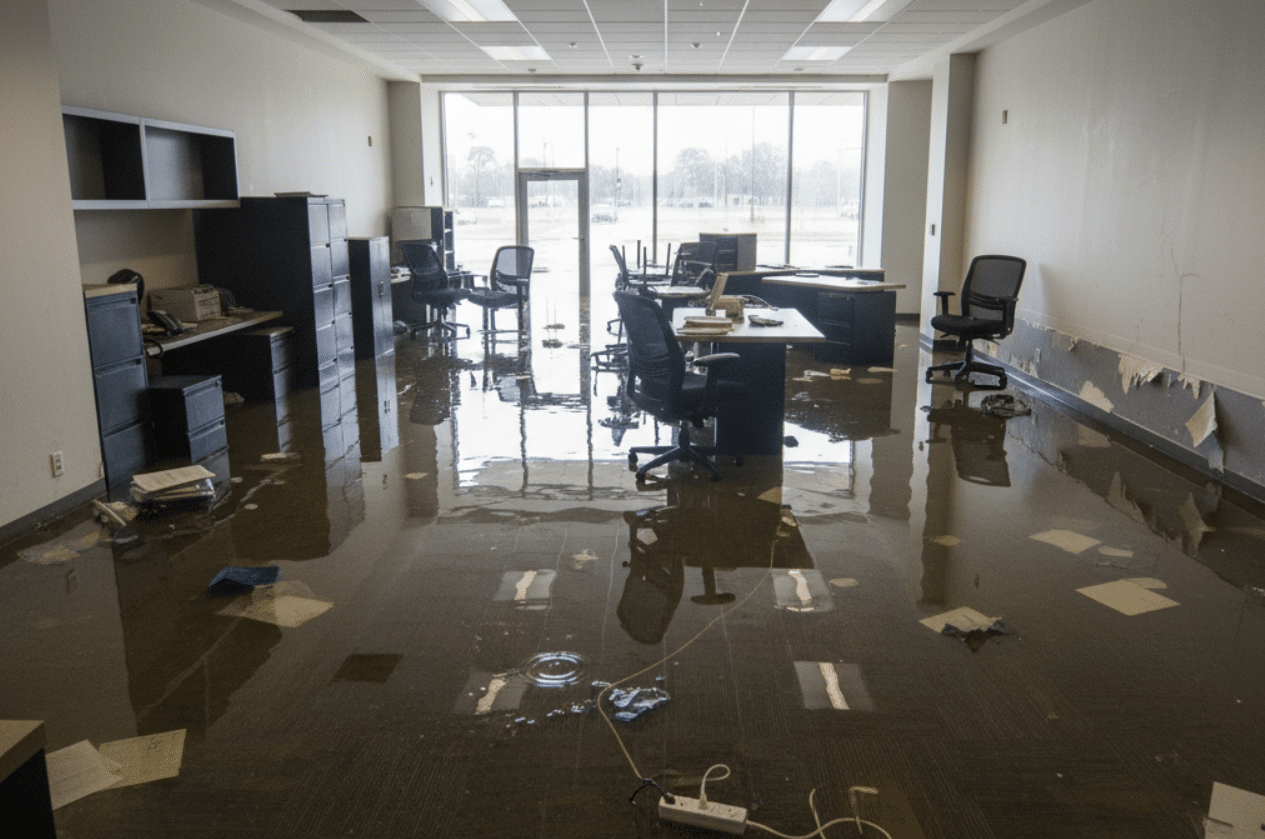 flooded office requiring assistance from emergency response experts near me