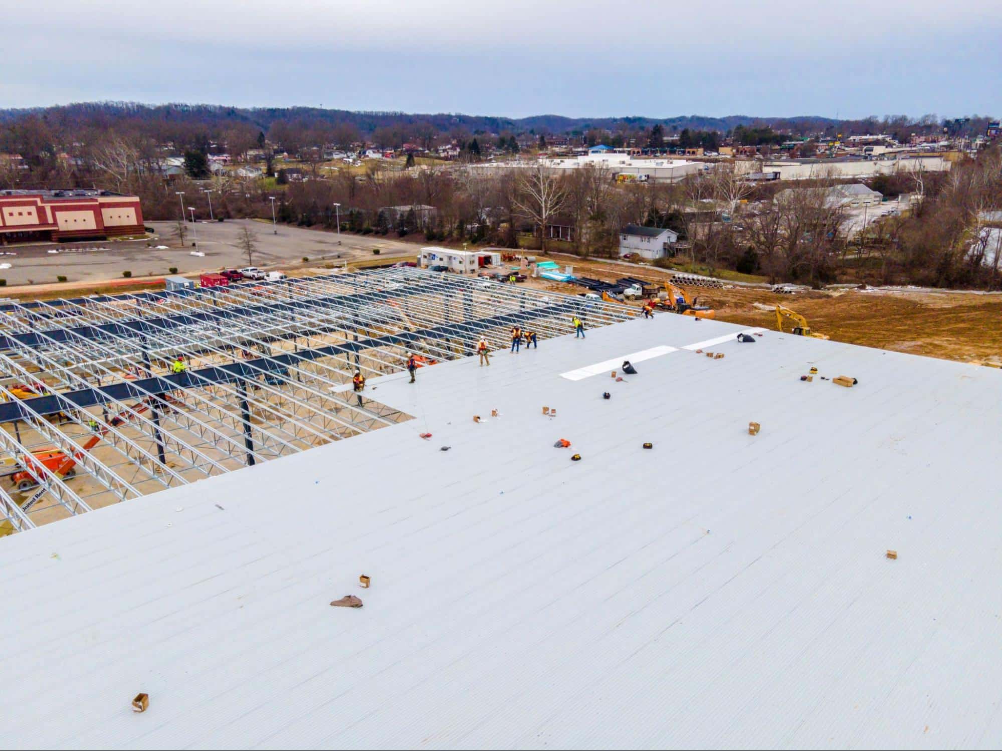 aerial shot of large construction site