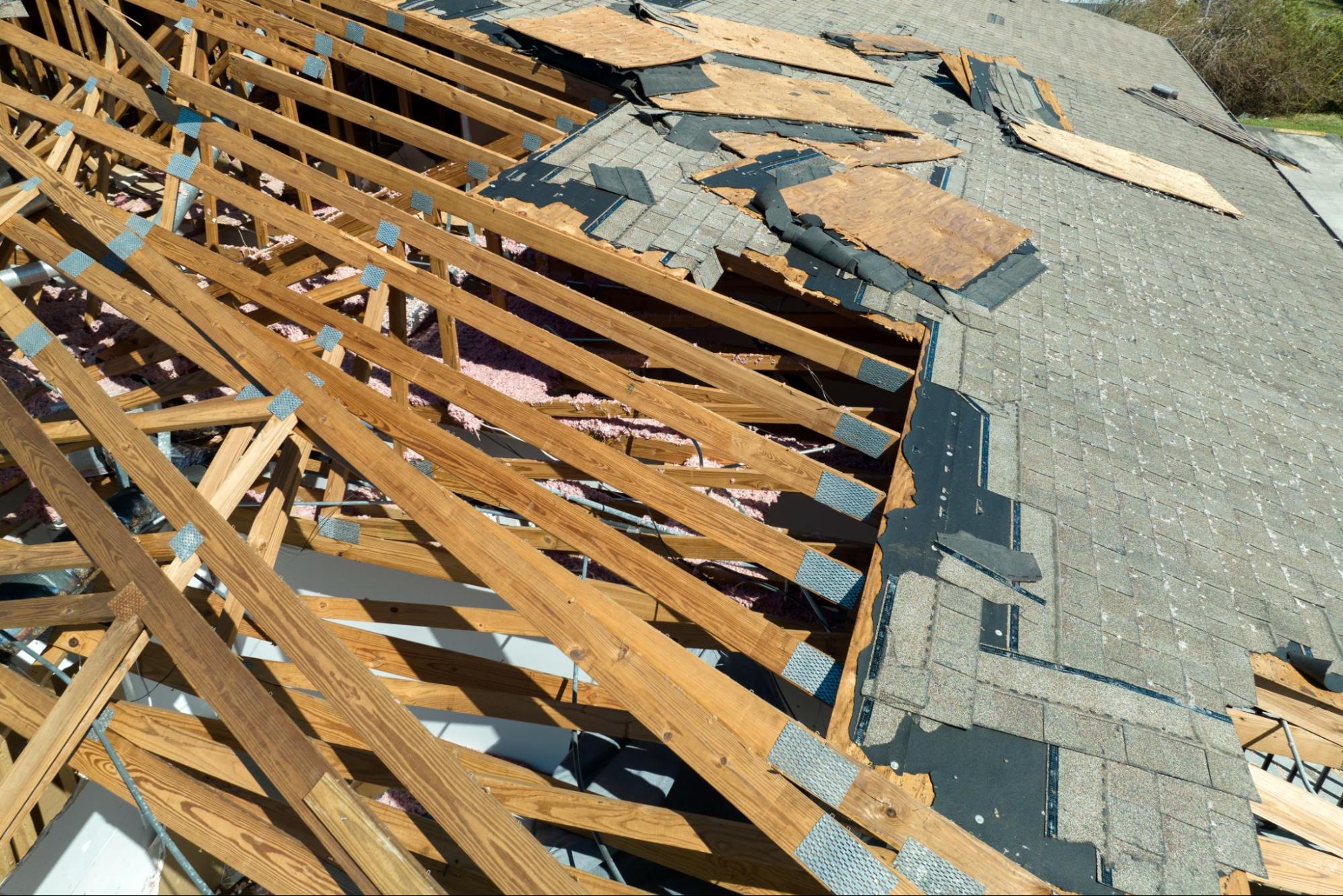 hurricane-damaged roof