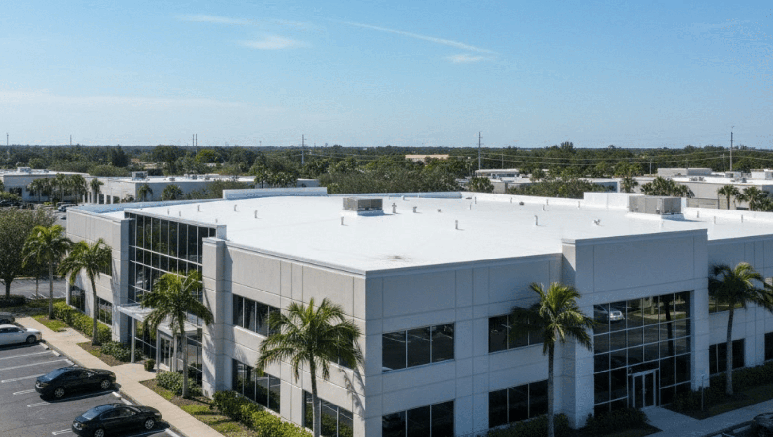 commercial building with a high-performance TPO roofing system