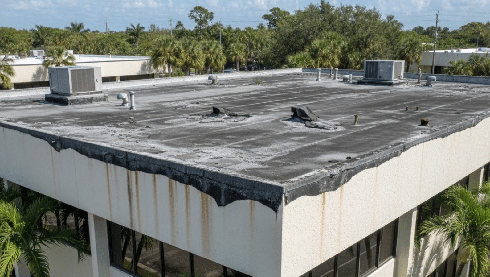 building roof with visible damage