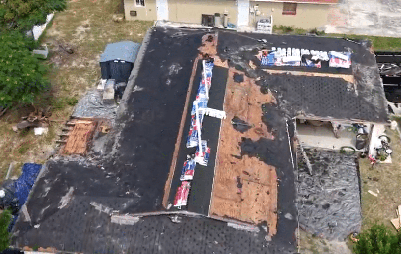 roof under repair by the RNC roofing team