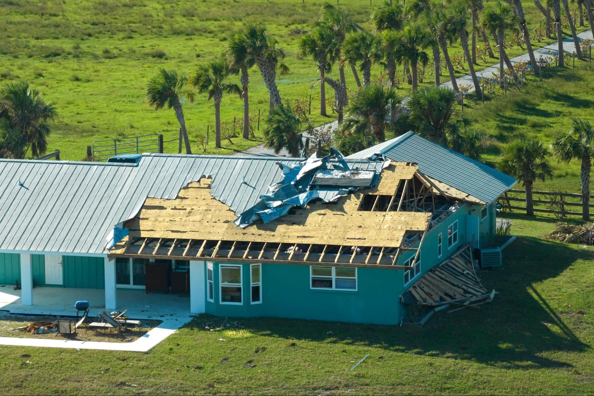 hurricane-damaged roof