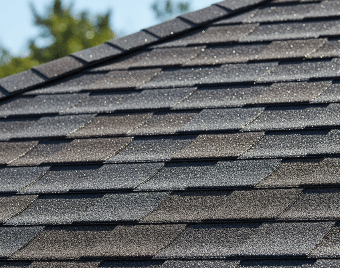 close-up of asphalt shingles on a residential roof