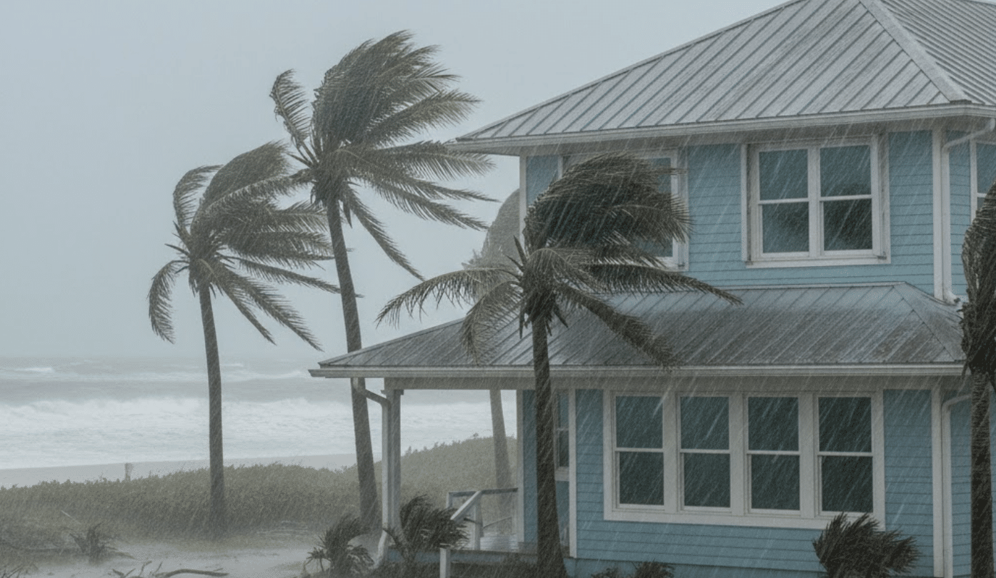 coastal house with metal roof