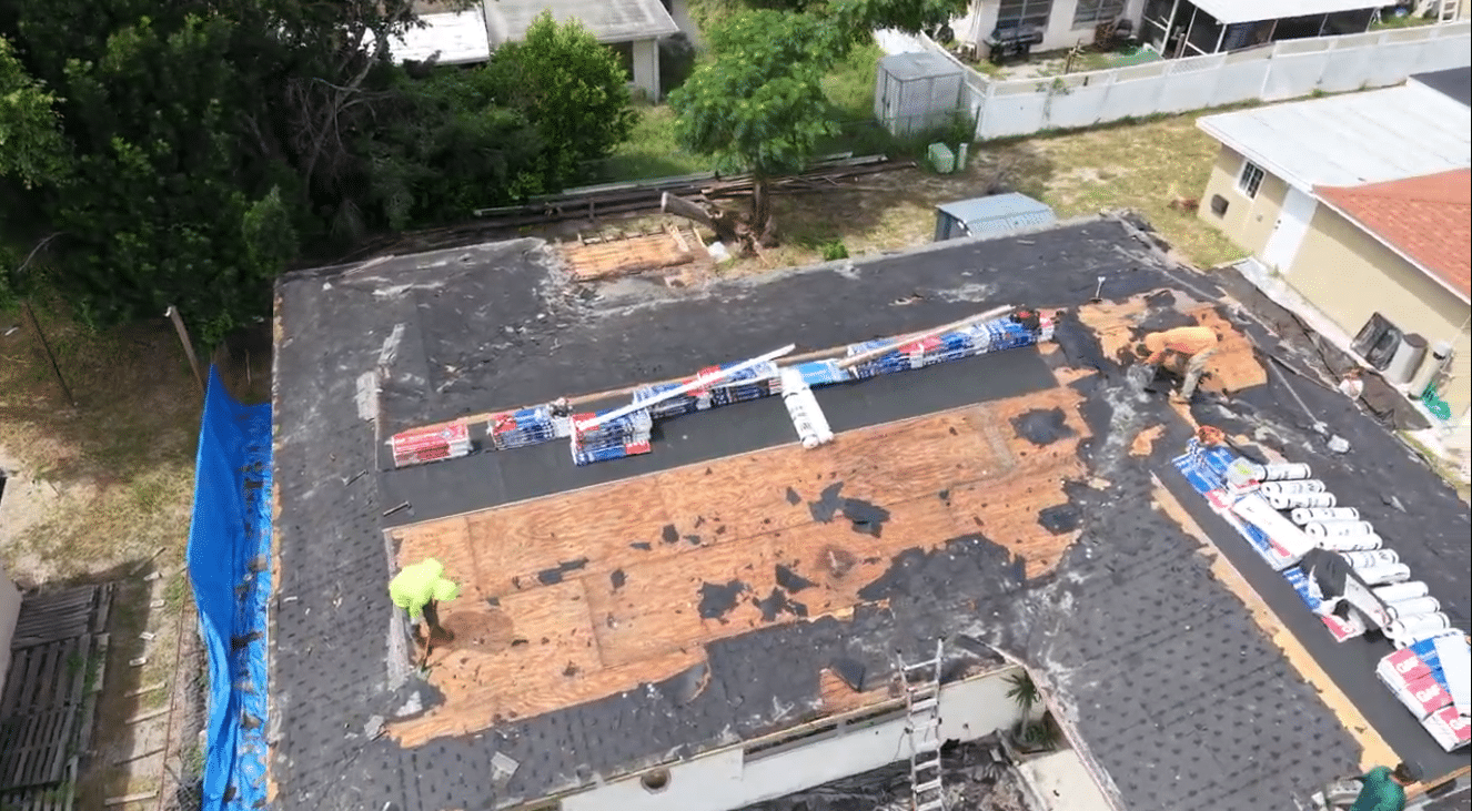 roof repair and restoration in progress