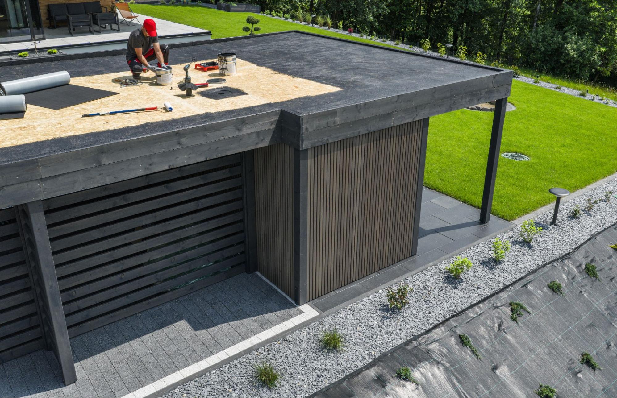 flat roof undergoing inspection